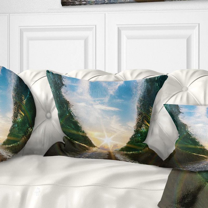 Coussin marin vers le soleil, 18 po x 18 po, Carré