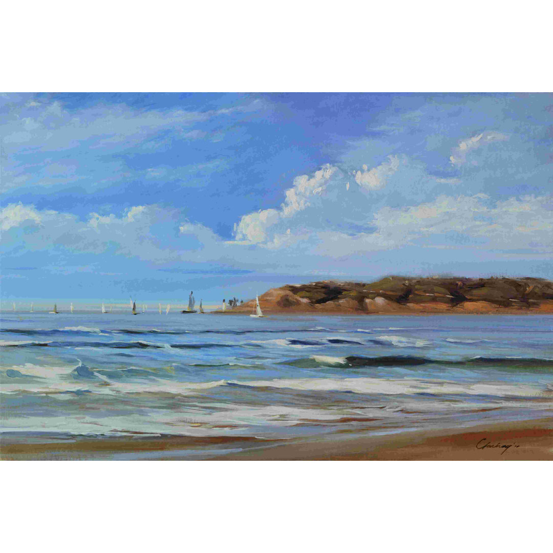 " Point Loma - View From Coronada Shores " by Chuck Larivey Painting Print Longshore Tides