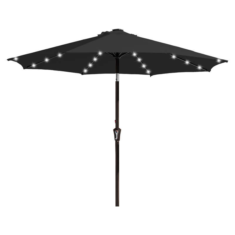 Parasol de marché avec manivelle Beka, H 94,5 po x l 120 po x P 120 po, Noir, noir, noir, noir