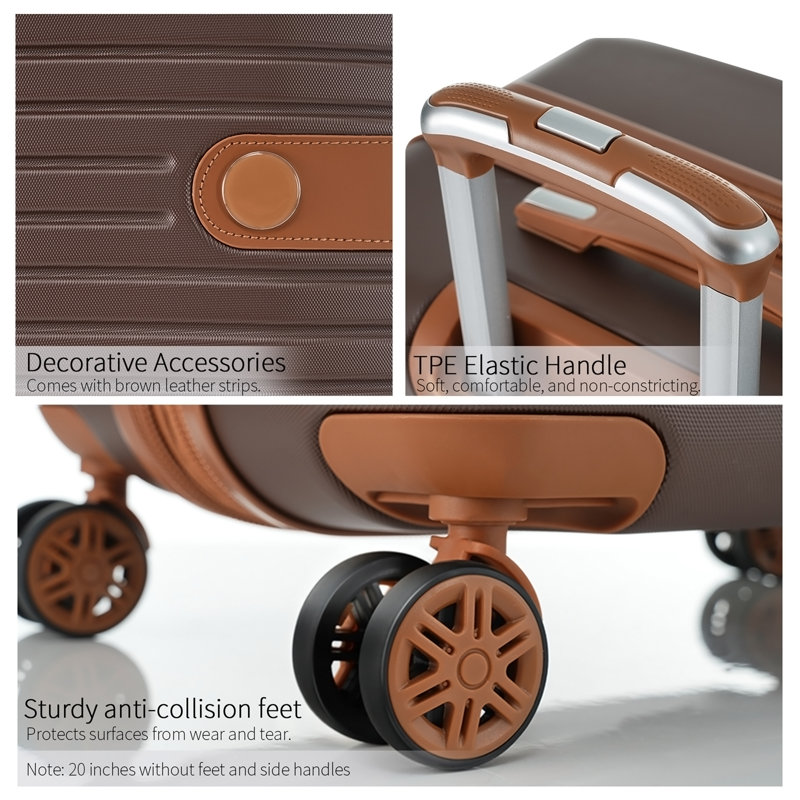 Ensemble de valises rigides avec verrou TSA, Brun