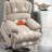 23" Seat Width and High Back Large Size Beige Chenille Power Lift Recliner Chair with 8-Point Vibration Massage and Lumbar Heating