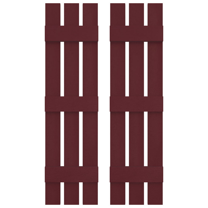 Builders Edge, paire de volets personnalisés à trois planches espacées, planche-n-lattes, 58 po, Baie rouge