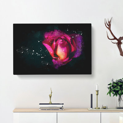 Rose In Pink And Purple - Wrapped Canvas