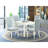 5 Piece Kitchen Table Set for 4 Includes a Square Dining Room Table and 4 Baby Blue Linen Fabric Parson Dining Chairs, Linen White-1652467062-1652467057-1652429098