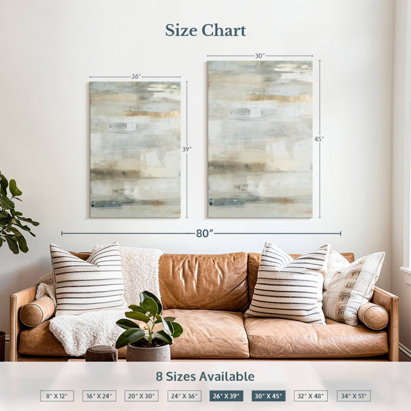 Avery Neutral Horizontal Abstract I, 39" H x 26" W