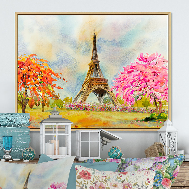 «Paris Eiffel Tower In Beau Fitul Summer», reproduction sur toile flottante, H 24 po x l 36 po x P 1 po