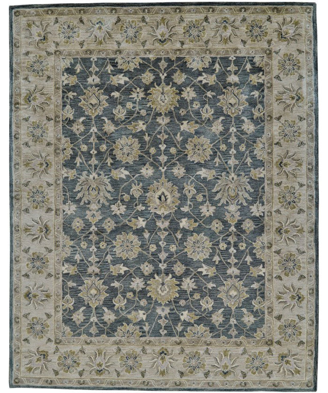 Eaton Wool Oriental Area Rug in Smoke, Rectangle 2' x 3'
