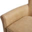 Fauteuil d'appoint en similicuir brun pivotant à 360°, dossier arrondi, surpiqûres décoratives, coutures passepoilées, assise à ressorts, coussin d'assise amovible, patins de sol, aucun assemblage requis.