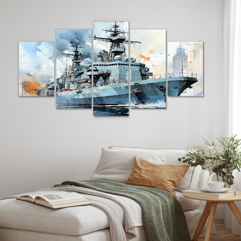 Marine armée, bateau, frégate I - art mural multipanel militaire