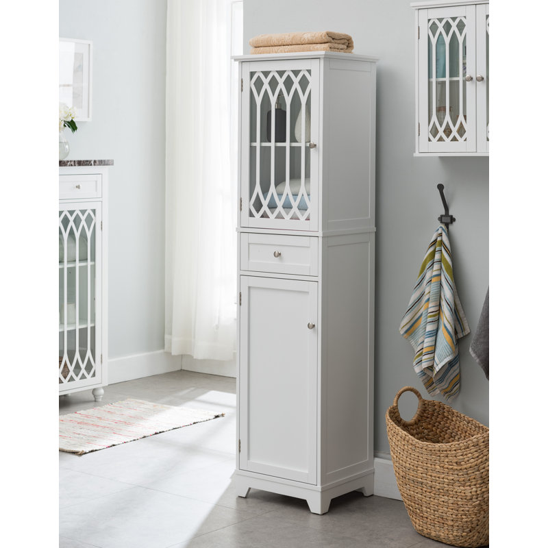 Armoire de rangement pour salle de bain Garces avec 2 portes et 1 tiroir