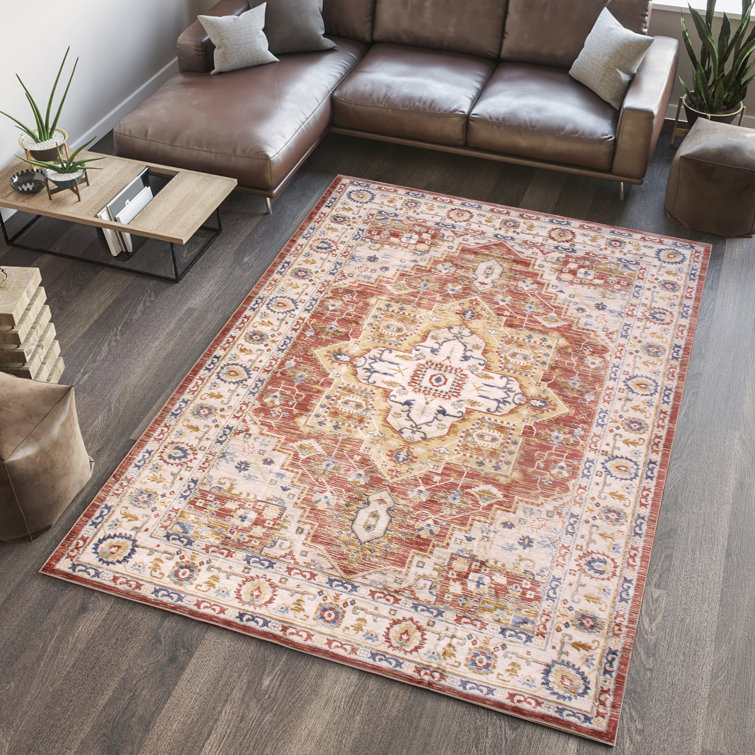 Tapis en polyester / polypropylène Heritage en rouille / ivoire