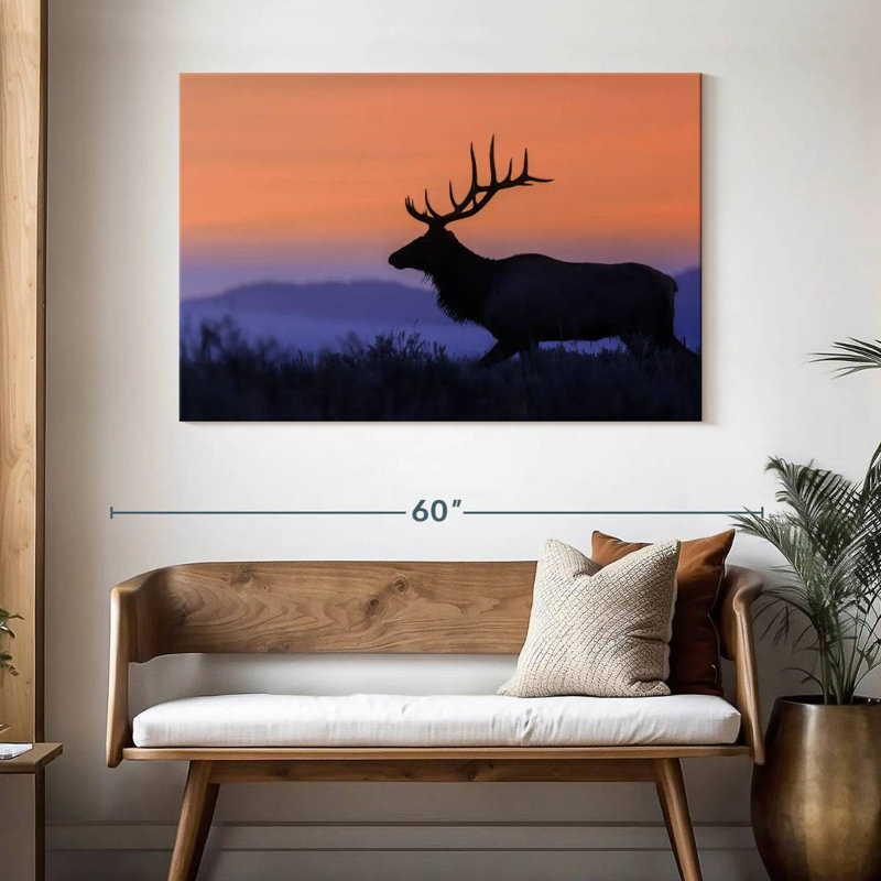Wapiti brulé contre le coucher du soleil