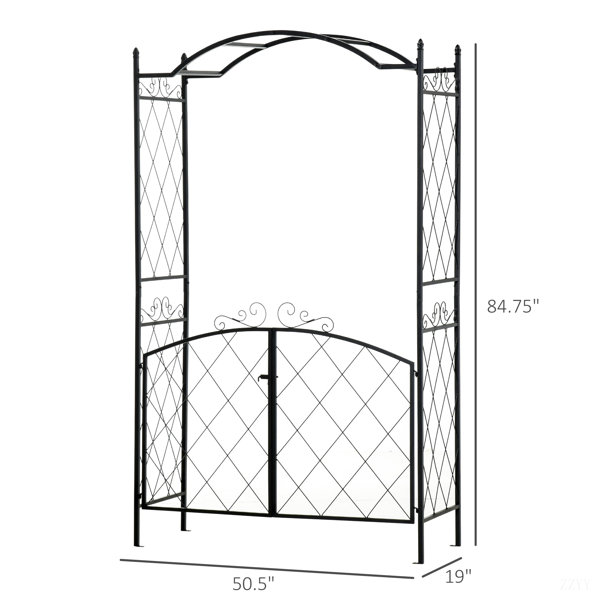 Red Barrel Studio Outsunny 85" Garden Arch Arbour, Metal Arch Trellis ...