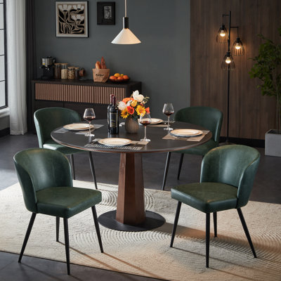 Modern Upholstered Faux Leather Dining Chairs (Set of 2)