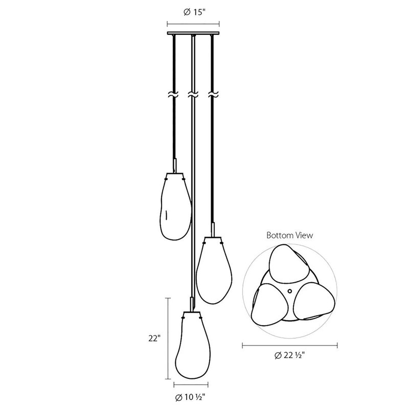 Liquid 3 - Light Satin Black Cluster Pendant, 22" H x 22.5" W x 22.5" D, Poured White