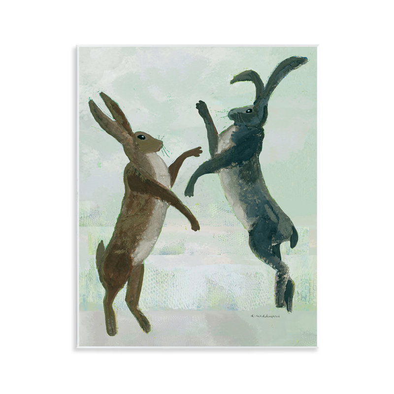 Plaque murale Rustic Boxing Hares, design par Kay Widdowson
