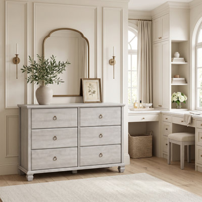 Commode 6 tiroirs grise Weston