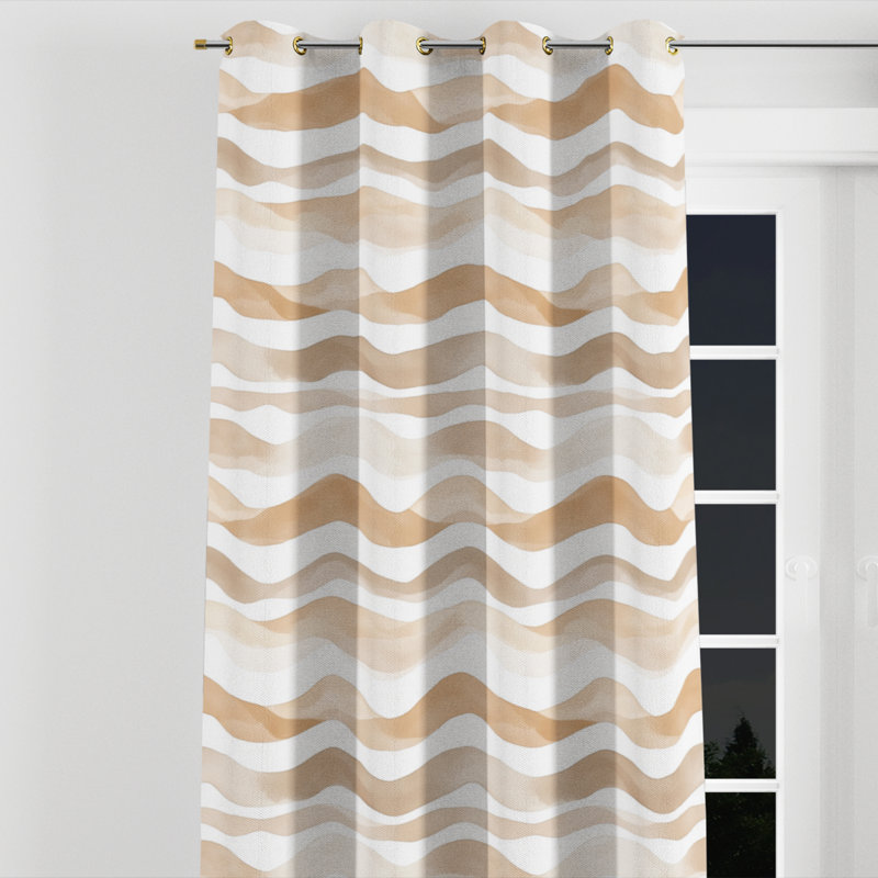 Rideau obscurcissant Abstract Room - Rideau beige à œillets Boho, Œillets dorés, L 52 po x L 108 po