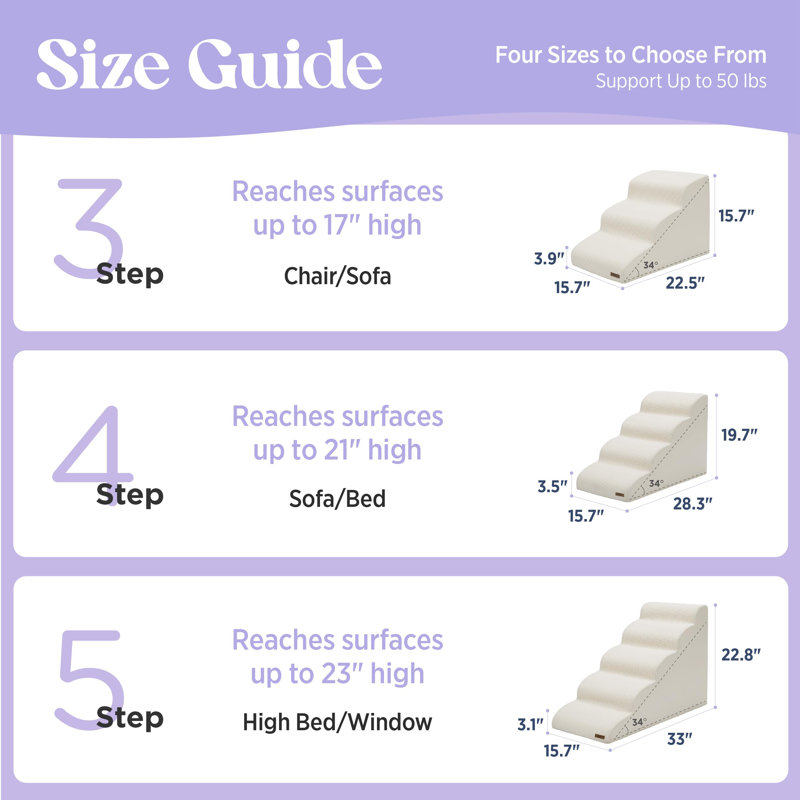 Rampe d'escalier pour chien et chat Lesure, Beige, Grand (H 22,8 po x l 15,7 po x P 33 po)