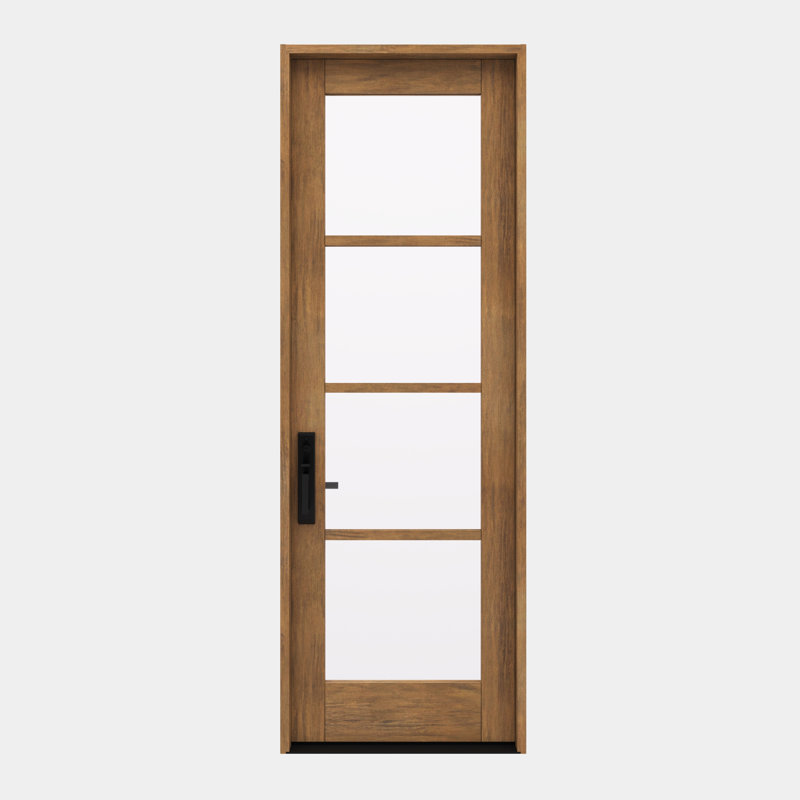 G10402-SW-96 | Porte simple 96 po, extérieur pré-monté RTA, SDL 4 Lite, bois d'acajou brut, 33.75" x 98" [32" Door]