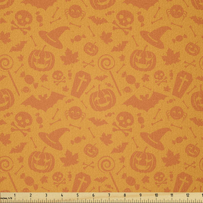 Danika Monochrome October Various Objects Pumpkin Bat Multi-Purpose Fabric