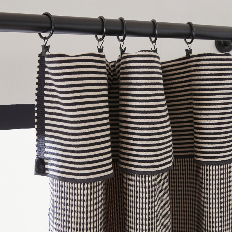 Donnie Cotton Room Darkening Curtain Single Panel, Natural/Grey