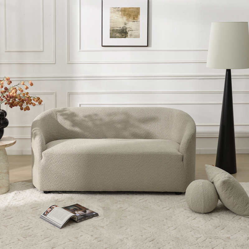 68" Wide Modern Boucle Upholstered Loveseat Sofa, Oatmeal