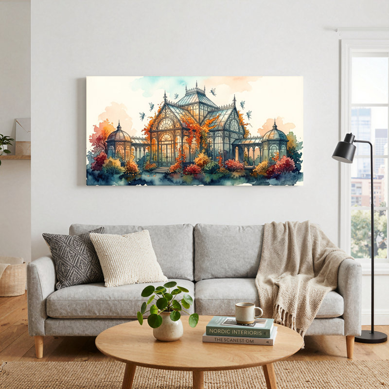 Ensemble de 1 tableau sur toile représentant une serre d'automne, L 32 po x H 16 po, Toile tendue