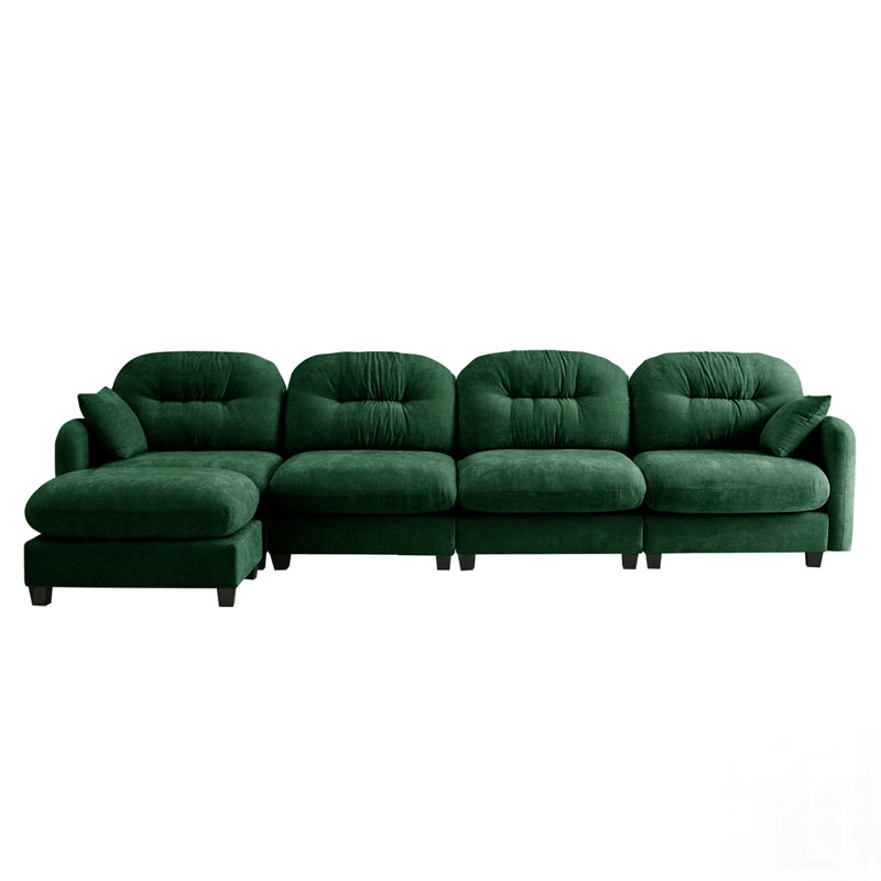 Canapé modulaire en L modulaire avec repose-pieds, tissu chenille doux, conception ergonomique, dossier capitonné, base en bois de haute qualité, facile à installer, convient aux chambres et aux salons