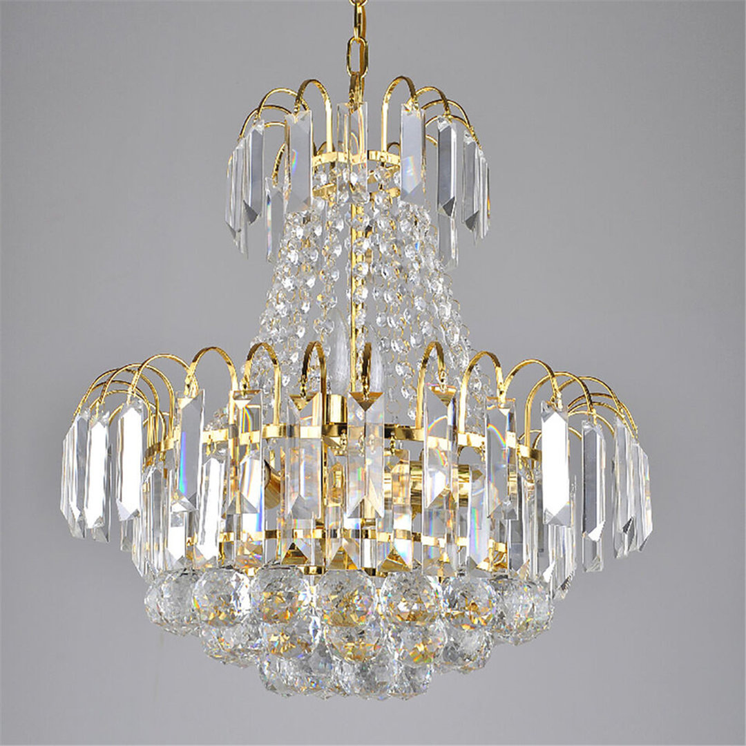 Aguilard Gold Luxurious Elegant K9 Crystal Pendant Light Orren Ellis