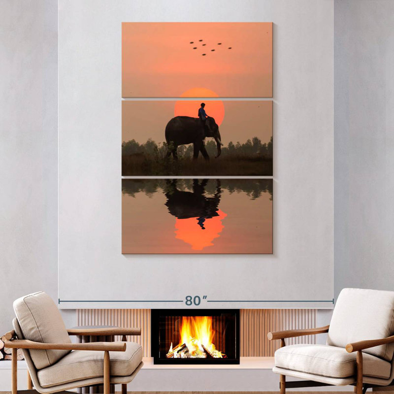 Brampt Elephant Rider, 74" H x 48" W