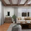 Décoration murale bleue en bois avec porte de grange coulissante