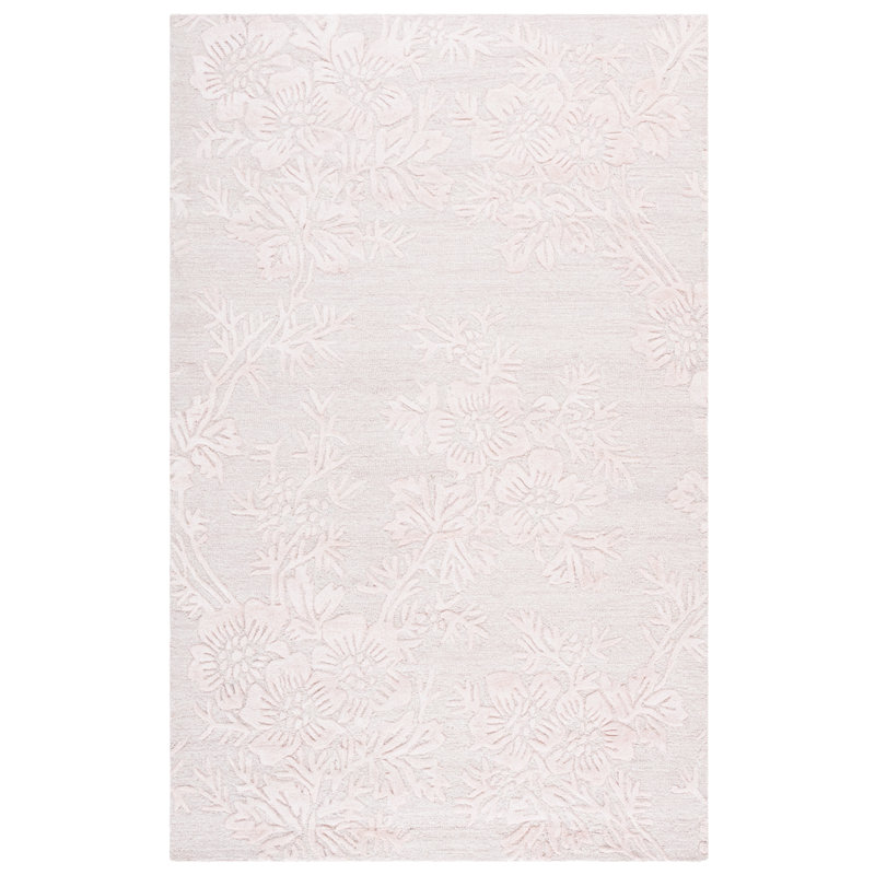 Tapis ivoire / gris anthracite en laine, coton et viscose Sina, Rectangle 5 pi x 8 pi