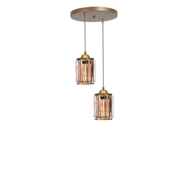 Superbe lustre doré, hauteur réglable, corps en métal et capuchon en verre | Diamètre: 5,1 po, hauteur: 27,6 po | 2 ampoules E27 de 40 W maximum (ampoule non incluse) | Élégant luminaire pour salle à manger, salon et entrée