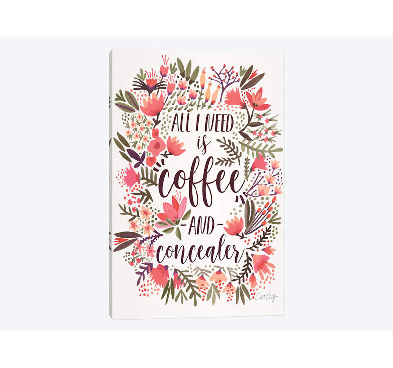 « coffee & dissimuler iii » par cat coquillette, reproduction d’impression sur toile tendue, H 40 po x l 26 po x P 1,5 po
