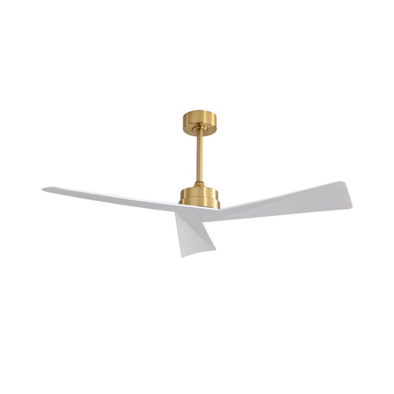 Breeleigh 52 "DC Ceiling Fan with Remote, Indoor Ceiling Fan, 3 ABS Blades, Gold with White Blades