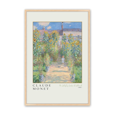«The Artist's Garden» par Monet, impression v3 dans un cadre doré brossé, 14 po x 11 po