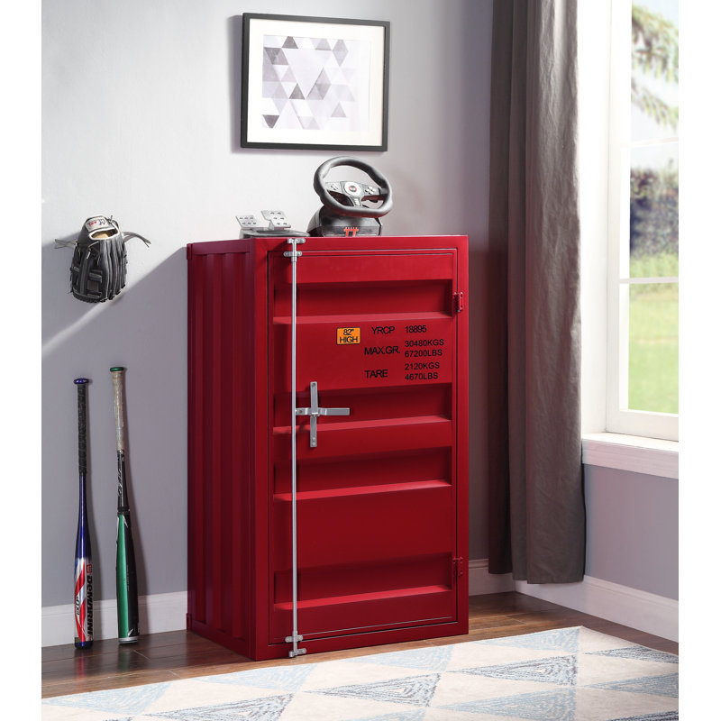 Buffet décoratif 1 porte Iron, Rouge