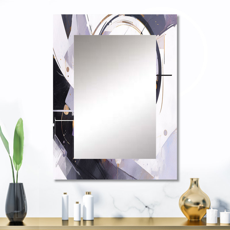 Tourbillons aux multiples facettes mauves - miroir cubique, miroir mural mauve unique, impression d'art en métal