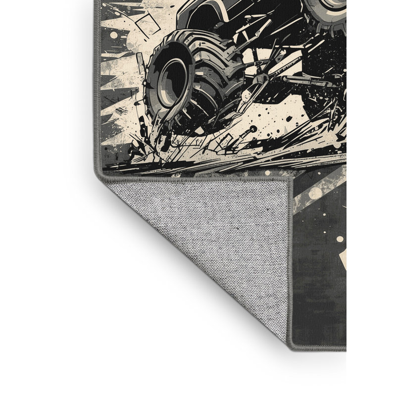 Tapis géométrique moderne gris audacieux et éclectique lavable à la machine Yonkers, 8 x 12