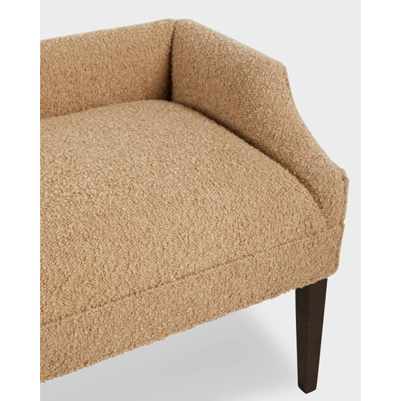 Banc en bois massif de style nordique avec revêtement sherpa pour chambre à coucher, H 26,77 po x l 59,06 po x P 21,65 po