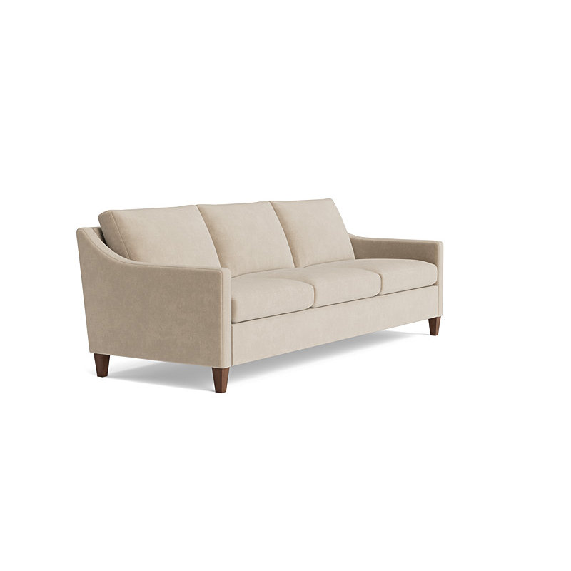 Vera Sofa (95"), Walnut Finish (Angled), Velvet - Beige