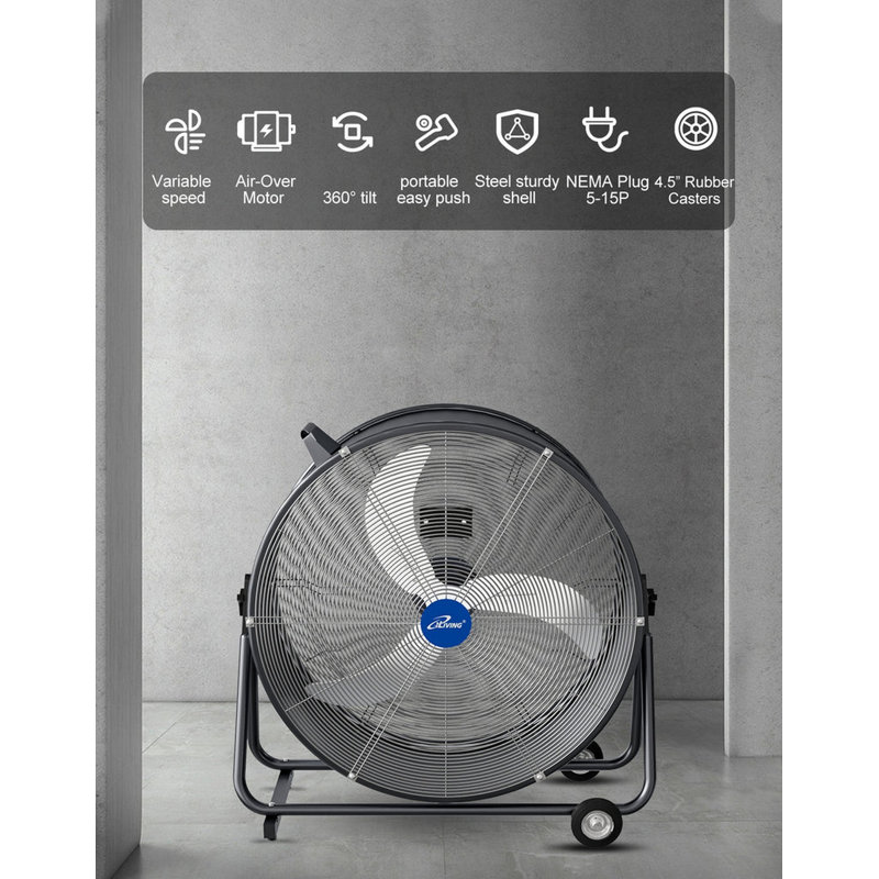 iLIVING ILG8MF30-83 30 pouces, ventilateur à tambour haute vitesse industriel, commercial, circulateur d'air pour garage, magasin, patio, grange, serre, contrôle de vitesse 8300CFM, homologué UL