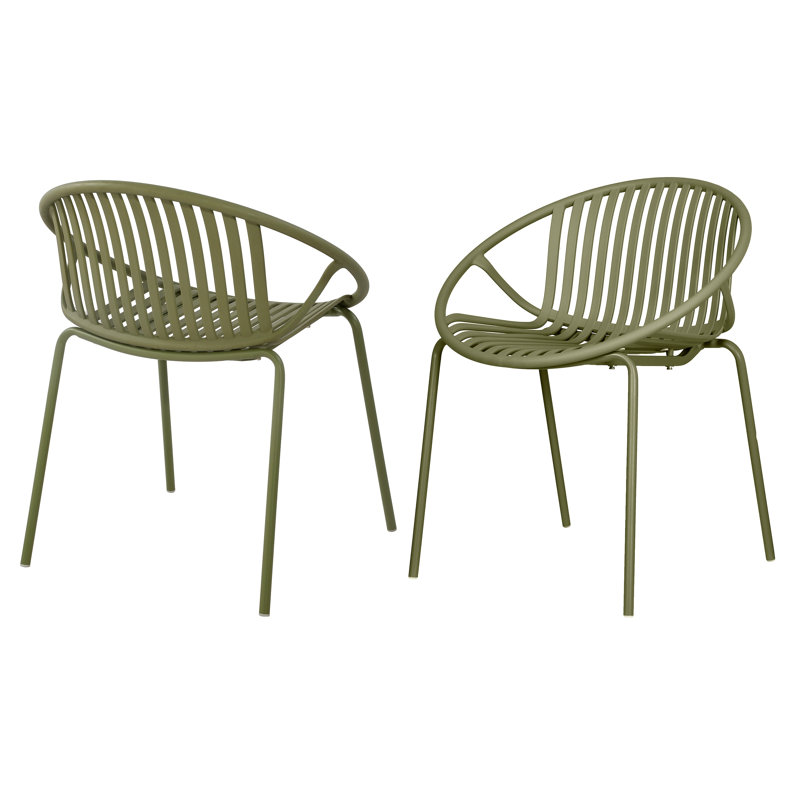 Patio Dining Chairs Stackable Chairs With Breathable Design Modern Simple Art Style (Set Of 2),Metal Legs+Plastic Backrest