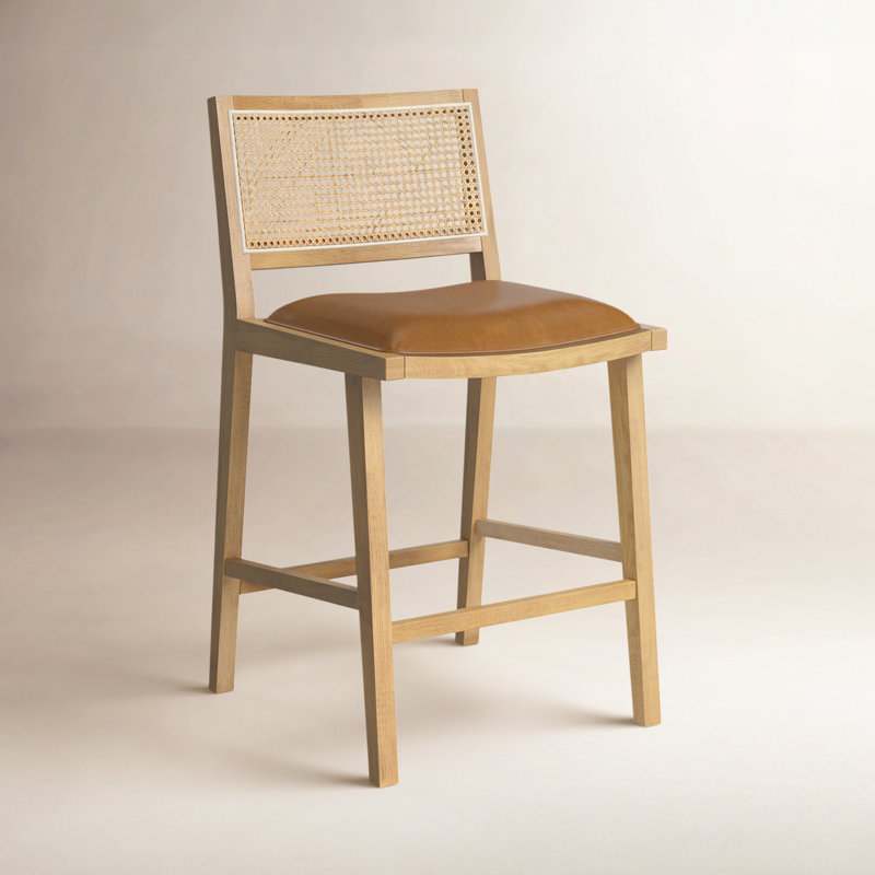 Tabouret de comptoir Miraz, Tabouret de comptoir (hauteur de siège de 27 po), Similicuir caramel écossais