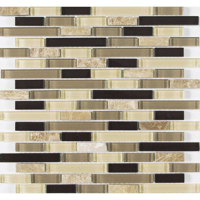 Victory Brick 12" x 12" Mosaic Linear Mosaic Wall Tile, Brown