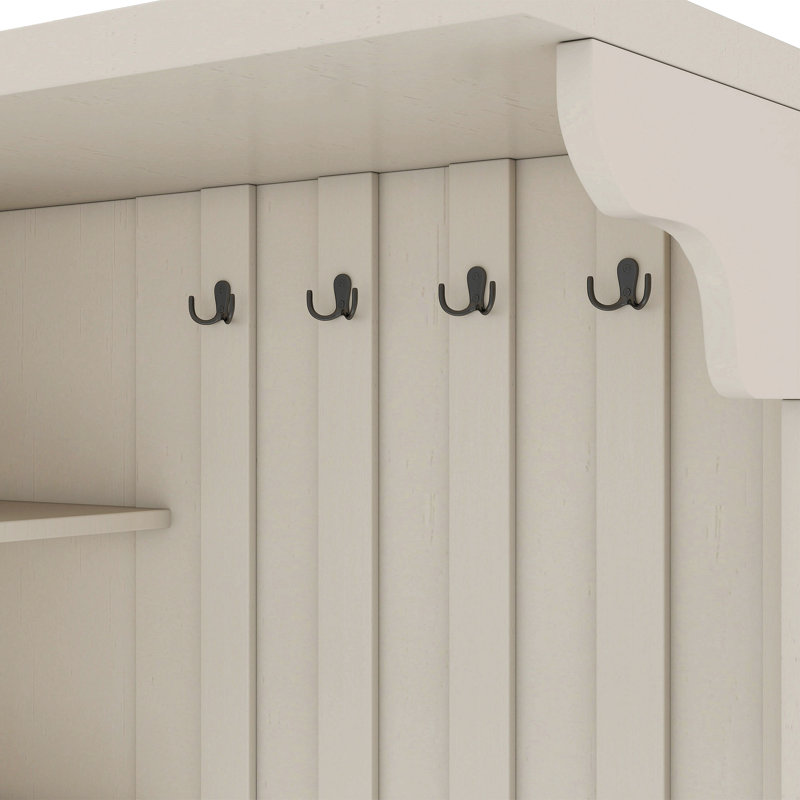 Multifunctional Left-Right Combination Hall Cabinet (Can Be Used Separately) With Storage And 4 Hooks, Storage Cabinet/ Hall Tree 2 In 1 For Living Room, Kitchen And Hallway