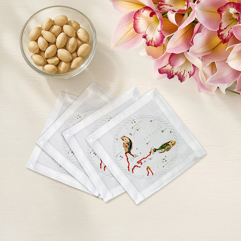 Serviette Zodiac Pisces, Blanc