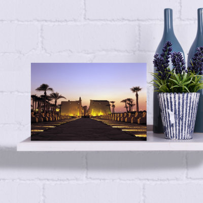 Luxor Egypt Romantic Abstract Contemporary Palm Tree Sunset Architecture Wall Art