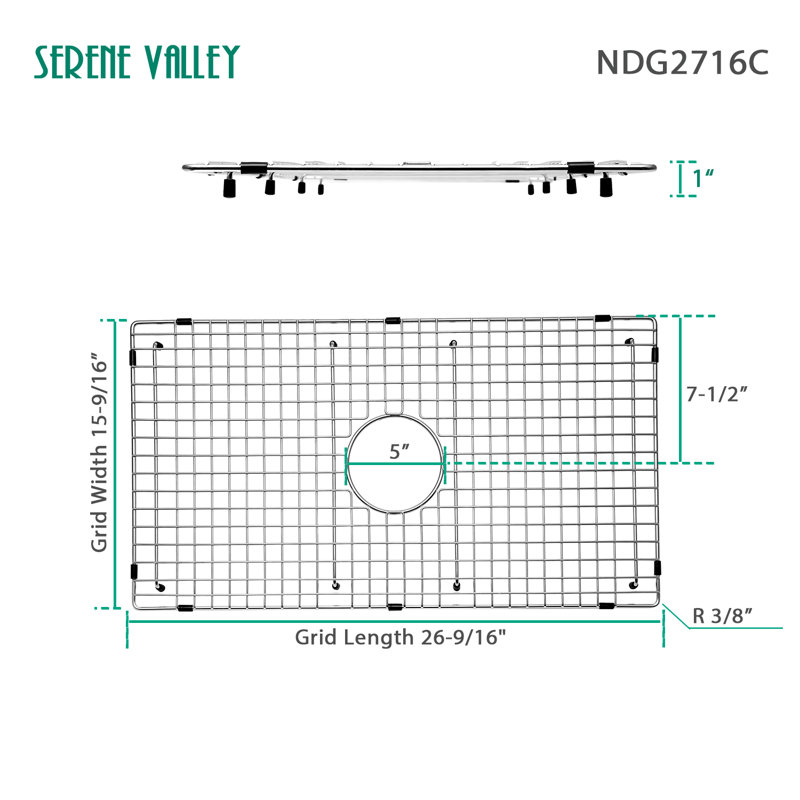 26.54-in x 15.59-in Center Drain Heavy-Duty Stainless Steel Sink Protector
